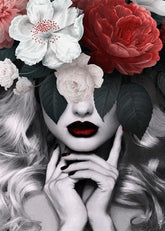 White & red flower girl